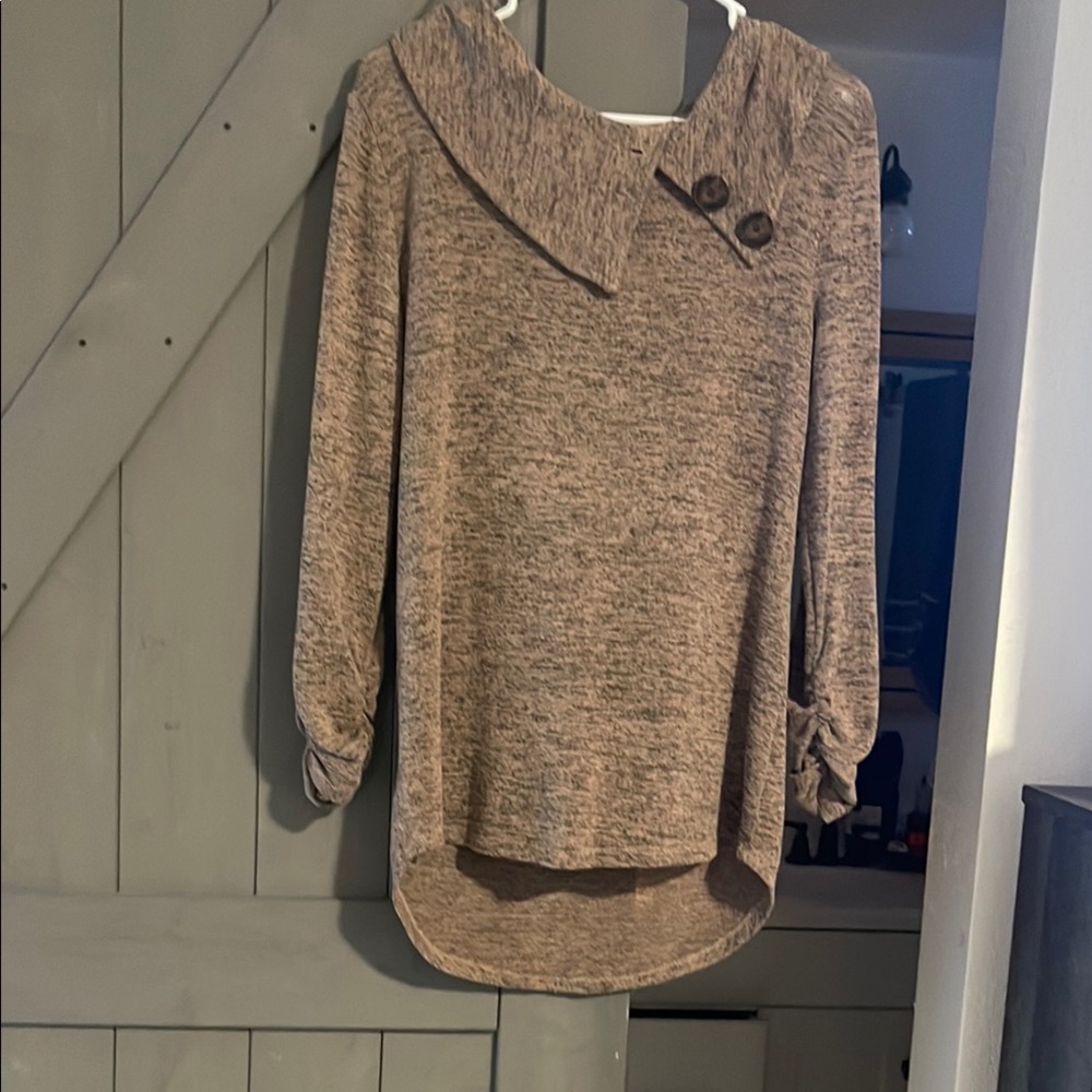 Women's Brown Sweater with Button Detail